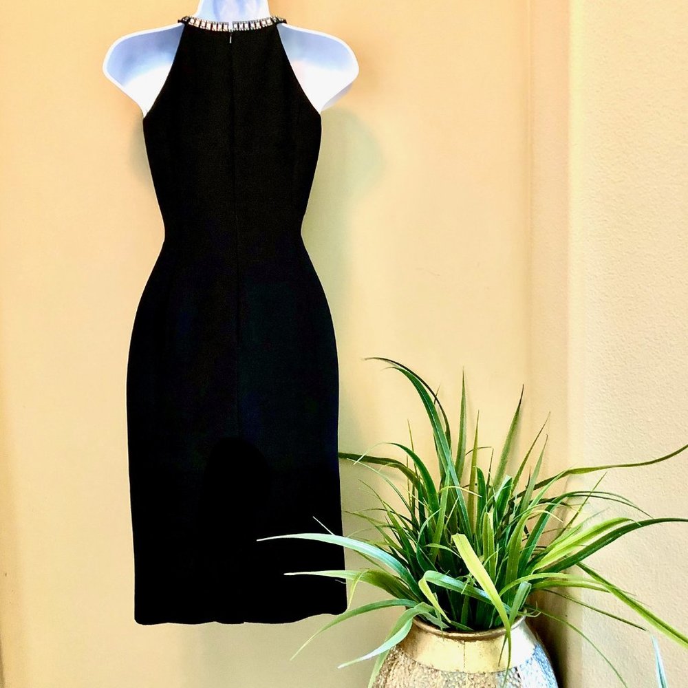 JONES NEWYORK⚡️Mesh Trim Rhinestone Halter Dress_4 - Picture 4 of 9